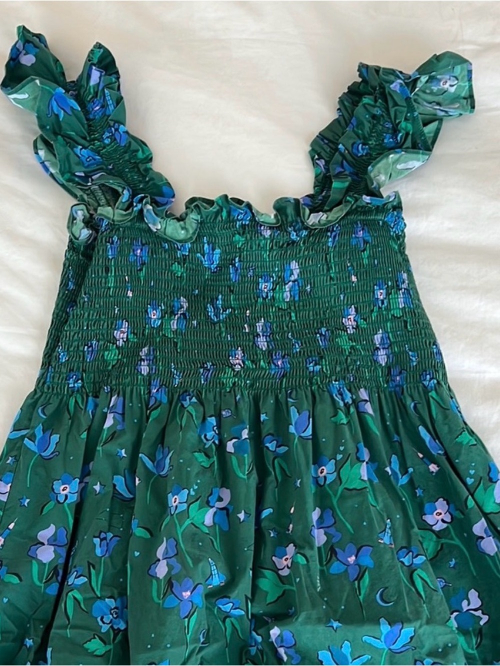 Hill House Green Floral Midi Dress with Blue Print - Picture 2 of 4